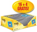 POST-NOTES, 100 VEL, ft 76X127mm, GEEL, PAK VAN 16 BLOKKEN + 4 GRATIS