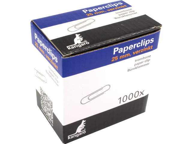 Paperclip Kangaro 25 mm, rond, doosje à 1000 stuks, verzinkt