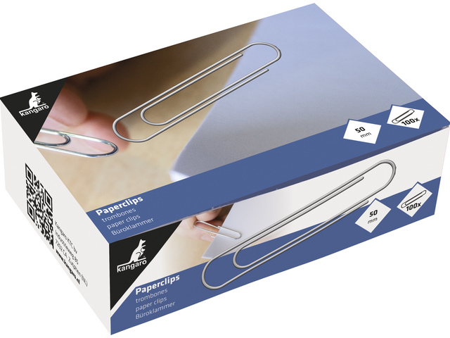 Kangaro Papierklemmen 50mm Rond Verzinkt, Doos 100 Stuks