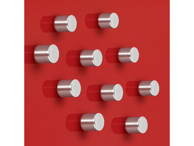Magneten Sigel voor glasbord, set 10stuks, zilverkleurig, C5, sterk, rond 10mm