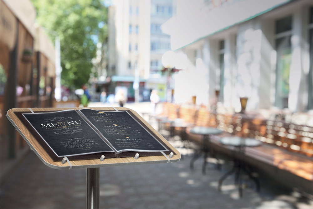 MENU STAANDER 115CM TEAK
