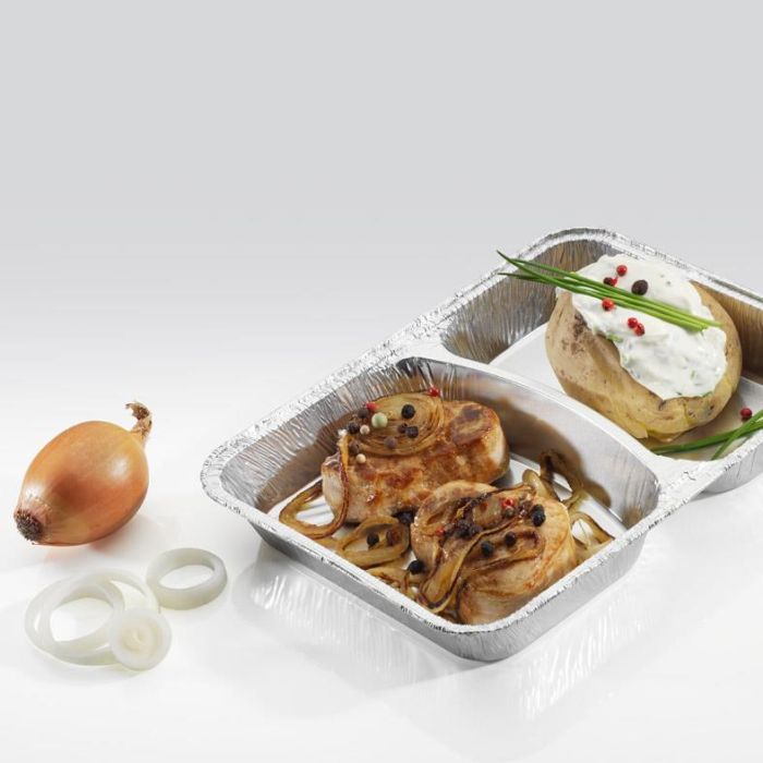 Alu bak 2 compartimenten - 1020ml - 100st