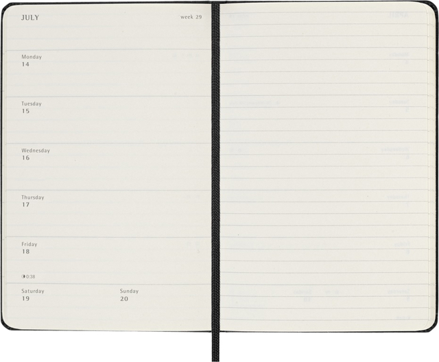 Agenda 2024/2025 Moleskine 18M Planner Weekly 7dagen/1pagina pocket hc black