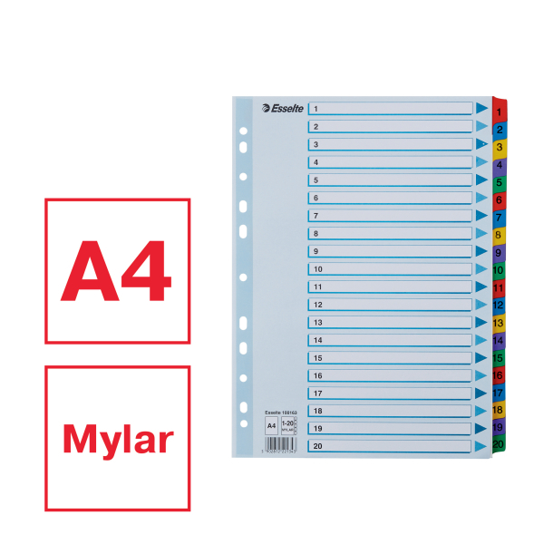 INDEX LUXE MYLAR PLUS A4 (CIJFERS 1-20)