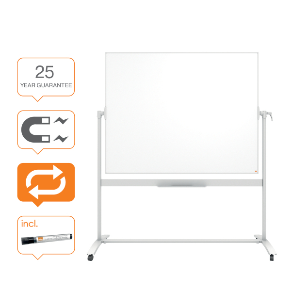 NOBO CLASSIC MAGNETISCH MOBIEL WHITEBOARD EMAILLE 150X120cm