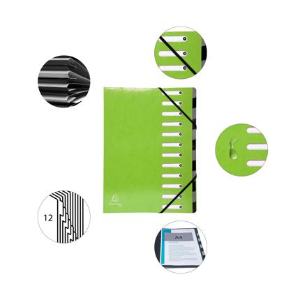 SORTEERMAP A4 12 BLAD (GROEN PLASTIC)