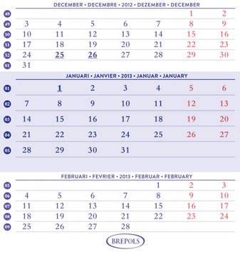 Bureaukalender Vertikaal 130X105
