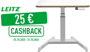 Leitz Ergo Zit/Sta bureau, ft blad 80 x 60 cm, elektrisch, op voet
