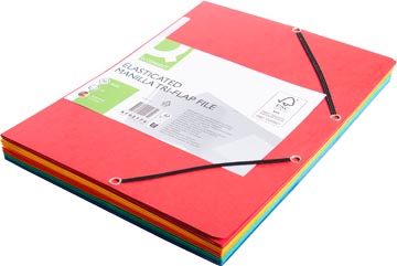 Q-Connect Elastomap, A4, 3 Kleppen En Elastieken, Karton, Assorti, Pak Van 10 Stuks
