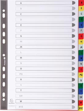 Tabbladen met bedrukte tabs in gekleurde PP - 20 tabs - A tot Z- A4 - Geassorteerd
