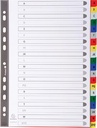 Tabbladen met bedrukte tabs in gekleurde PP - 20 tabs - A tot Z- A4 - Geassorteerd
