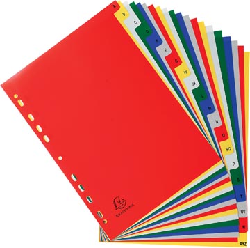Tabbladen met bedrukte tabs in gekleurde PP - 20 tabs - A tot Z- A4 - Geassorteerd