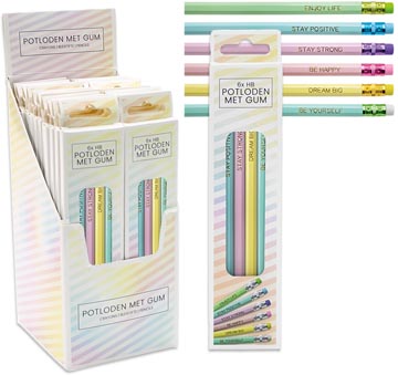 pastel potloden met gum 6st