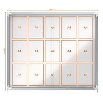 Binnenvitrine Schuifdeur 15Xa4 Metaal, 1140X970Mm