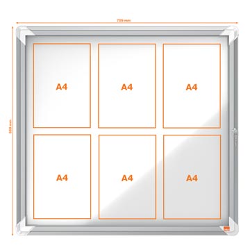 Buitenvitrine Draaideur 6Xa4 Metaal, 70X66X4.3Cm