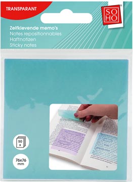 memo transparant 50st / 76x76mm 3ass