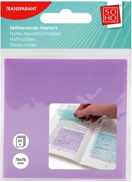 memo transparant 50st / 76x76mm 3ass
