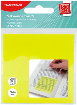 memo transparant 50st / 76x76mm 2ass