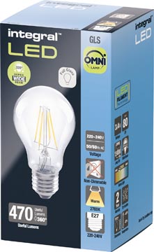 Integral Classic Globe LED lamp E27, niet dimbaar, 2.700 K, 3,4 W, 470 lumen