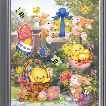 deco fenetre paques lapin