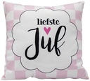 coussin 35x35cm juf-meester