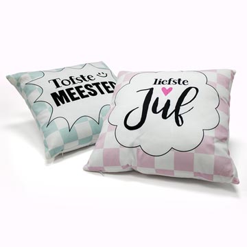 coussin 35x35cm juf-meester