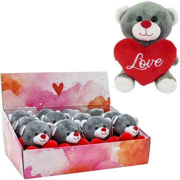ours coeur love grijs 12cm