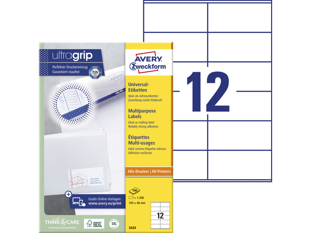 ZWECK ETIKETTEN INKJET-LASER-KOPIE (105X48MM)