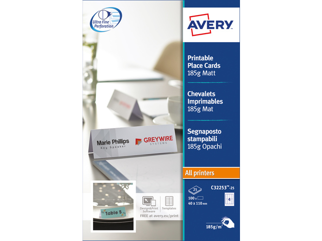 25BL.TAFELKAARTEN GEPERF.110X40MM