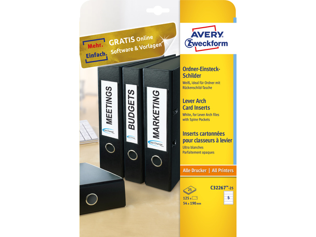 ZWECK INSTEEKKAARTEN VOOR ORDNER (BREED)