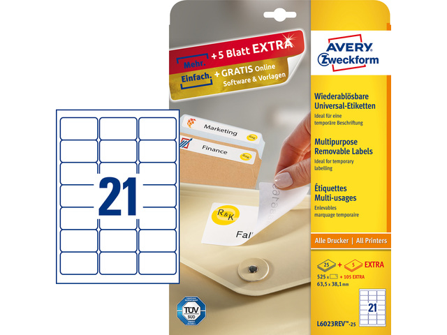ZWECK STICK&LIFT ETIKETTEN (63.5X38.1MM)