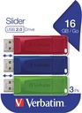 VERBATIM SLIDER USB 16GB PK3