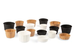 Bakje papier (FSC®) rond bruin 4.0oz / 120ml  ø70 x h43mm krimp à 100