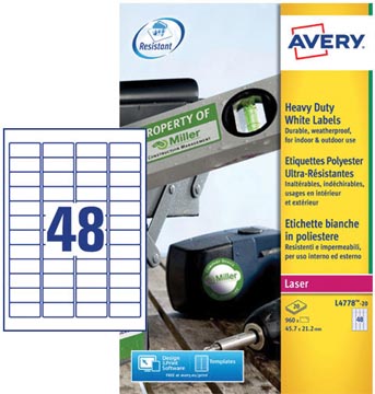 ZWECK WEERVASTE ETIKETTEN LASER (45.7X21.2MM)
