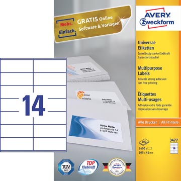 ZWECK ETIKETTEN INKJET-LASER-KOPIE (105X41MM)