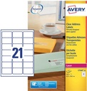 ZWECK ETIKETTEN TRANSPARANT (63.5X38.1MM, LASER)