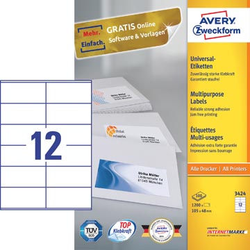 ZWECK ETIKETTEN INKJET-LASER-KOPIE (105X48MM)