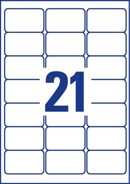 Avery transparante Crystal Clear etiketten ft 63,5 x 38,1 mm, 525 etiketten, 21 per vel