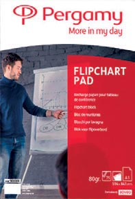 PERGAMY FLIPCHARTPAPIER, ft 65 x 98 cm, GERUIT EN BLANCO, PAK MET 50 BLADEN
