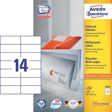 ZWECK.ETIK.105X42.3MM INKJET-LASER-KOPIE