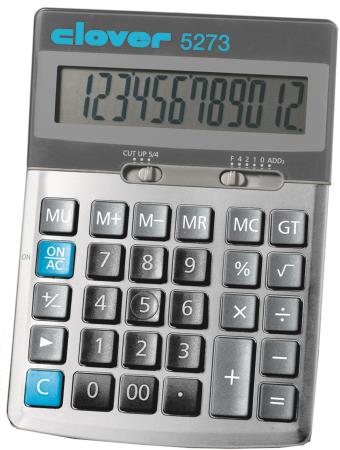 clover rekenmachine desk angle metal 12 digits