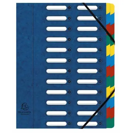 Sorteermap HARMONIKA® met uitrekbare rug en uitgesneden vensters - 24 indelingen - Blauw