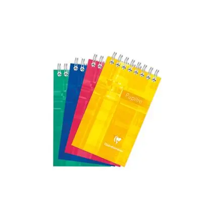 Schrijfblok Pupitre Met Kop Spiraal 7,5X12Cm 60 Afscheurbare Bladen Geruit 5X5Mm - Geassorteerde Kleuren