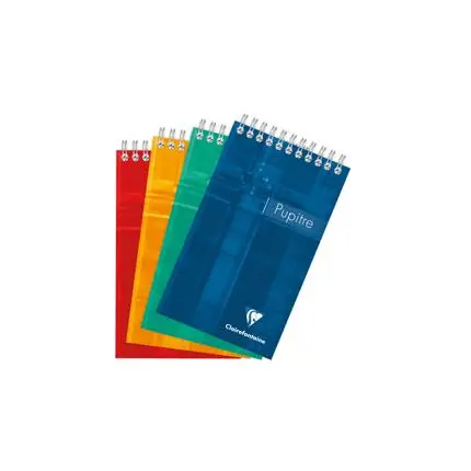 Schrijfblok Pupitre Met Kop Spiraal 10,5X17Cm 80 Afscheurbare Bladen Geruit 5X5Mm - Geassorteerde Kleuren