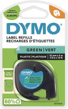 Dymo Letratag Tape 12 Mm, Plastic Groen