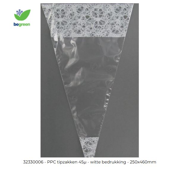 PPC tipzakken 45µ - witte bedrukking - 250x460mm 100 stuks