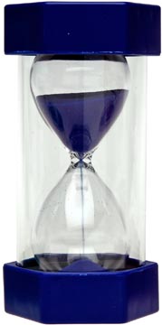 Zandloper 5 min, 8,5cm diameter, 16 cm hoog