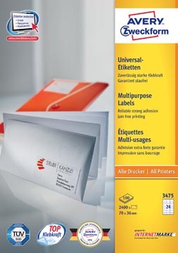 ZWECK ETIKETTEN INKJET-LASER-KOPIE (70X36MM)