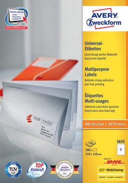 ZWECK ETIKETTEN INKJET-LASER-KOPIE (210X148MM)