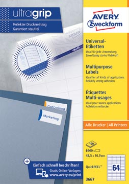 Zweck Etiketten Inkjet-Laser-Kopie (48.5X16.9Mm)